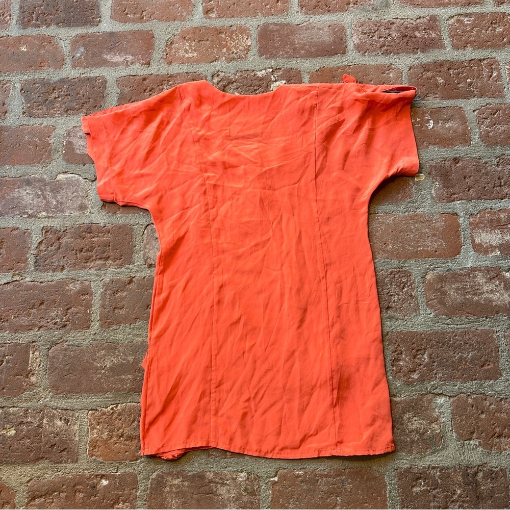 Bianca Coletti Size Small Orange Mini Dress Beach Cover Up Silk Tunic Resortwear - Picture 12 of 16